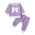 thumbnail image 2 of RXIRUCGD Cute Bow Printed Sweater Set For Baby Boys And Girls( Purple, Size:12 Months ), 2 of 4