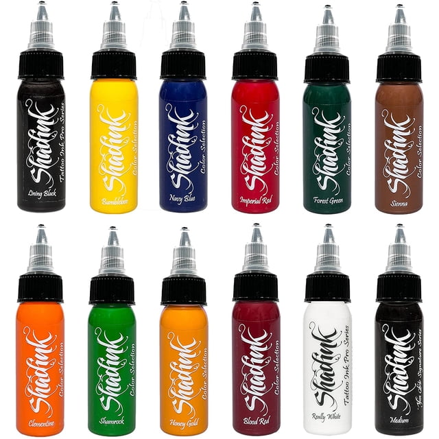 Shadink American & Neo Traditional Tattoo Ink Set Professional Tattooing Inks for Color Portrait, Black & Gray Style