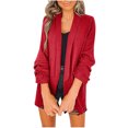 thumbnail image 1 of CEHVOM Mode Femmes Uni Costume pour Dames Cardigan à Col Rabattu Manteau Décontracté Liquidation, 1 of 6
