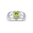 thumbnail image 1 of RYLOS Men's Rings Sterling Silver Classic 8X6MM Oval Gemstone &  Diamond Ring Peridot August Birthstone Rings For Man Silver Rings Size 11, 1 of 7