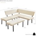 thumbnail image 2 of Banc de salle à manger moderne en forme de L, canapé d'angle rembourré en tissu de 170 cm avec pieds en métal pour coin cuisine, salon, salle à manger (beige), 2 of 15