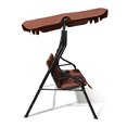 thumbnail image 2 of Patiojoy Hamac à Bascule d'Extérieur 3 Places avec Auvent Imperméable Réglable, Cadre en Aluminium, Chaise Balançoire de Patio, Café, 2 of 8