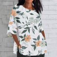 thumbnail image 2 of QIPOPIQ Women's Cotton Linen Round Collar Boxy Top Patchwork Blouses Clearance, 2 of 5