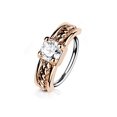 thumbnail image 1 of Nose & Cartilage Bendable Hoop Ring ,Prong CZ Centered Half Circle Top 18g-20g, 1 of 4