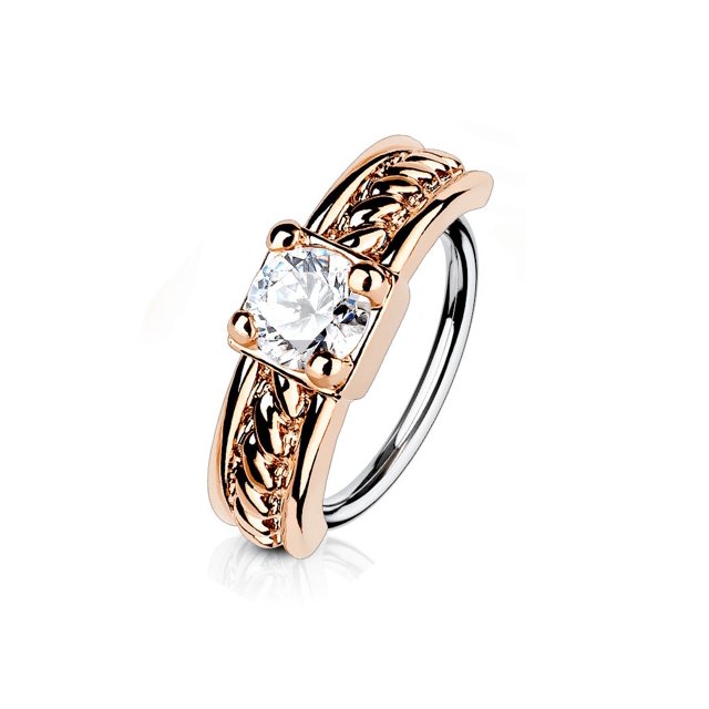 Nose & Cartilage Bendable Hoop Ring ,Prong CZ Centered Half Circle Top 18g-20g