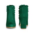 thumbnail image 2 of Unique Bargains Women's Ruffle Block High Heels Ankle Boots Emerald Green (Size 9), 2 of 8