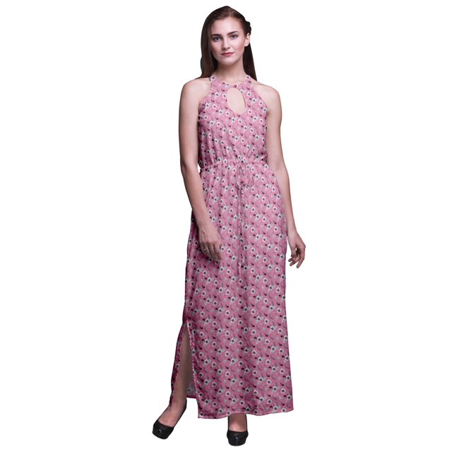 Bimba Robe Maxi Longue Sans Manches à Imprimé Floral pour Femmes avec Fentes Latérales Tenue d'Été-Xx-Grand