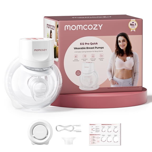 Momcozy Tire-lait S12 Pro Rapide, Pompe Portable Mains Libres et Sans Fil, 3 Modes et 9 Niveaux, Pompe Électrique Portable, Affichage Intelligent, 1 Unité, Blanc