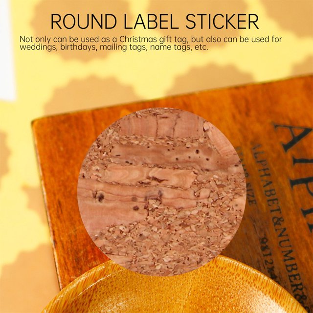 ELAYARD 1Set Light Brown Wooden Sticky Labels Self Adhesive for Wedding Birthday and Mailing Labels