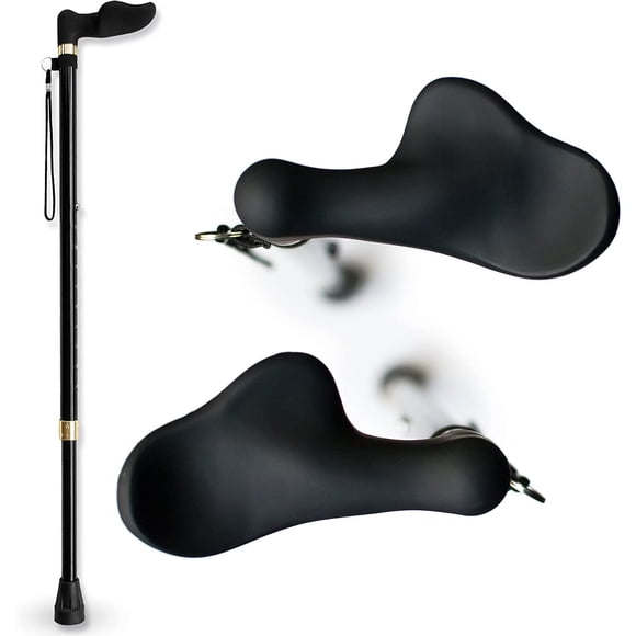 Canne de Marche RMS pour la Main Droite avec Poignée Paume, Poignée Orthopédique - Canne Décalée Réglable pour s'Adapter Naturellement à la Paume de la Personne - Idéale pour Toute Personne Souffrant d'Arthrite Ou du Syndrome du Canal Carpien (Main Droite)