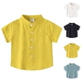 thumbnail image 4 of Chemises à Col Unies à Manches Courtes pour Garçons Adolescents, Hauts Décontractés Légers avec Poches pour Sorties, 4 of 4