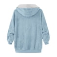 thumbnail image 5 of cllios Womens Winter Fuzzy Fleece Jacket Hooded Color Block Patchwork Cardigan Coats Oversized Fluffy Sherpa Outerwear with Pockets, 5 of 5