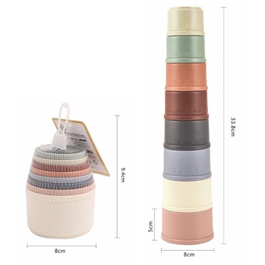 Geometric Stacking Cup Stacking Cups 8 Nesting Cups | BPA-free | Educational Toys for Babies | Accessories for Baby, Toddler Boys