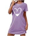 thumbnail image 1 of Amzcrzy Pyjamas pour Femmes Mode Imprimé Cœur Valentines Day Robe Décontractée Confortable à Manches Courtes Chemises de Nuit pour Femmes Valentines Day Cadeaux, 1 of 5