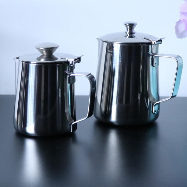 Abbracc Milk Jug, Stainless Steel Milk Jug with Lid, Perfect for