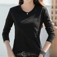 thumbnail image 2 of Plebaso Chemises à Manches Longues pour Femmes Col Rond Bas Confortables Hauts Décontractés Couleur Unie Blouses pour Femmes M-4TG, 2 of 3