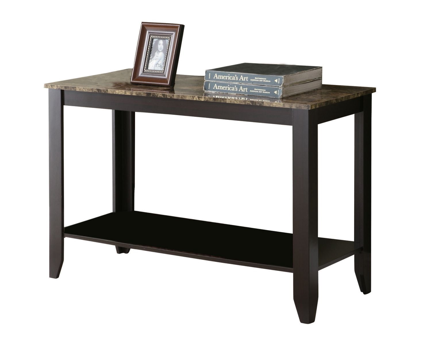 Monarch Specialties Table D'appoint, Console, Entrée, Étroit, Sofa, Salon, Chambre À Coucher, Stratifié, D'aspect Marbre Brun, Transitionnel