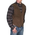 thumbnail image 2 of Kcodviy Mens Gentlemens Plays Suede Windbreaker Men Retro V Neck Solid Puff Jacket Color Pocket Button Leather Fir Hooded Jacket Vest, 2 of 8