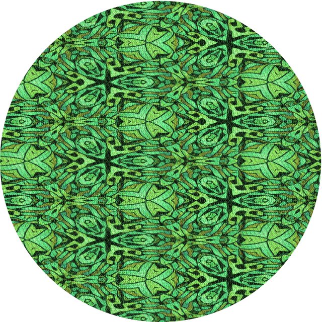 Ahgly Tapis Rond Lavable en Machine Intérieur Transitionnel Vert Émeraude Profond, 5 Pieds Rond