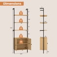 thumbnail image 3 of Costway 1 PCS Ladder Bookshelf with Rattan Cabinet 71" Tall Wall Mounted Bookcase Natural, 3 of 10