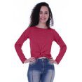 thumbnail image 3 of Moomaya T-Shirt Court à Manches Longues pour Femmes avec Nœud à l'Avant, T-Shirt d'Été Uni, Hauts, 3 of 7