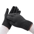 thumbnail image 2 of Gray Gloves Mittens Winter Mens Warm and Thick Cold Proof Solid Color Screen Gloves, 2 of 4