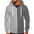thumbnail image 1 of RKSTN Mens Hoodies Fall Winter Fashion Full Zipper Patchwork Color Sweatshirts Casual Sports Loose Drawstring Blouse Tops with Pockets, 1 of 6
