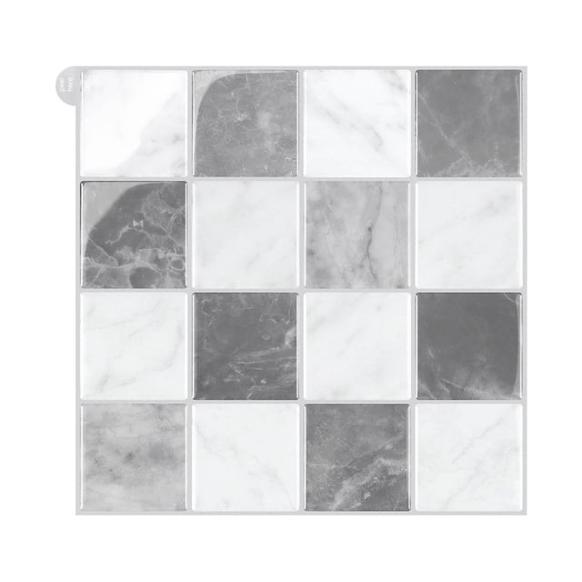 Stickers 2 Peel And Stick Tile Decals for Kitchen and Bathroom with Grid Design Removable Backsplash and Water Finish