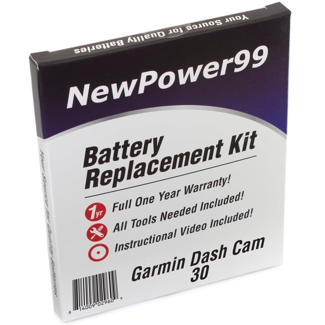 Garmin Dash Cam 30 Battery Replacement Kit with Tools, Video Instructions and Extended Life Battery
