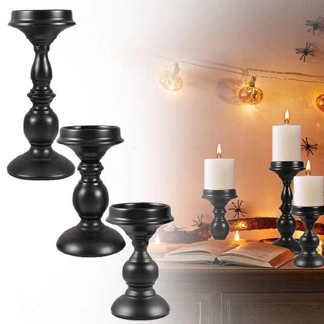 Halloween Candlestick American Retro Black Candlestick Aromatherapy Column Candle Stand Decoration Crafts Shooting Props