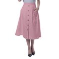 thumbnail image 1 of Moomaya Womens Below Knee Length A-Line Skirt Front Button Casual Skirt w/ Pockets, 1 of 6