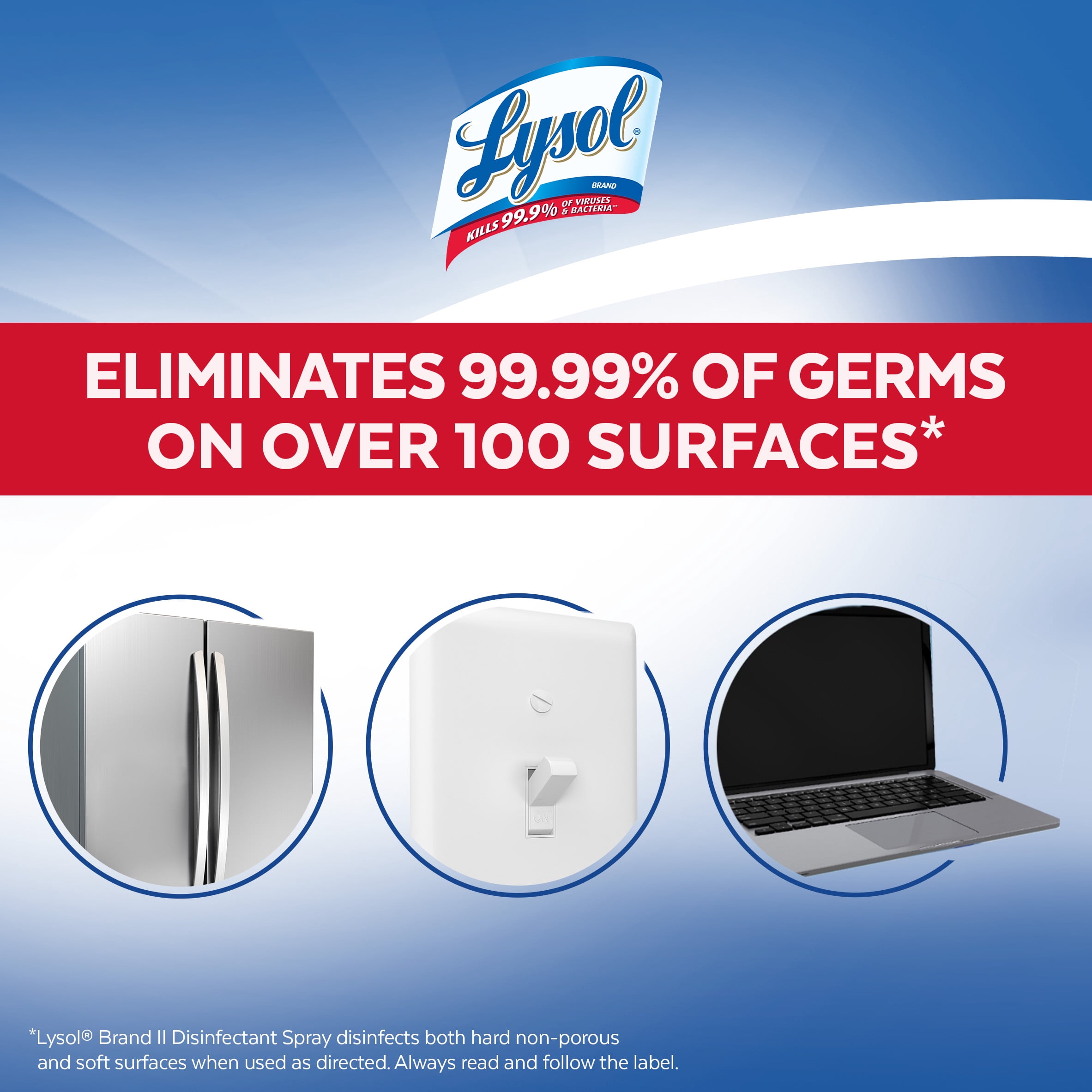 Lysol Spray désinfectant tout-en-un - Cascade printanière - Désinfecte et élimine les odeurs sur les surfaces dures et les tissus - Tue 99,99 % des virus et bactéries, 350 g