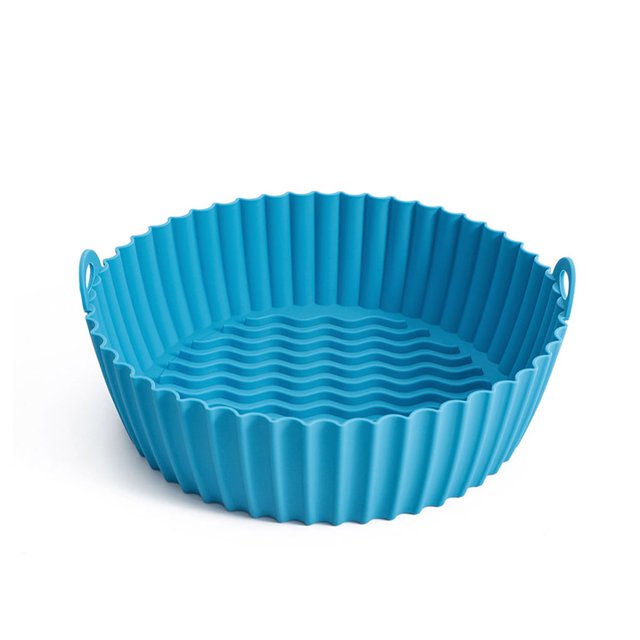 Panier Friteuse à Air Chaud Cuisine Réutilisable Résistant à la Chaleur Pot à Gâteau Grill Ondulé Lavable Poulet Frit Pizza Doublure Plateau Bleu