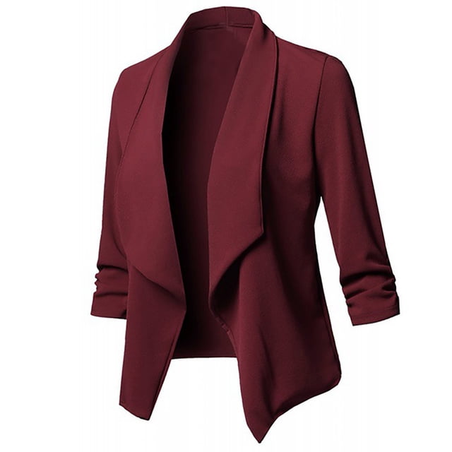 QIPOPIQ Blazer Léger pour Femmes à Manches Longues, Classique, Drapé, Ouvert à l'Avant (P-5TG) Liquidation