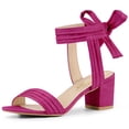 thumbnail image 1 of BLISSFUL STEP Women's Open Toe Back Ankle Tie Chunky Heel Sandals, 1 of 6