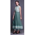 thumbnail image 3 of Bimba Robe Anarkali Géométrique Vert Sarcelle Foncé Col Mandarin Sans Manches Kurtis pour Femmes Imprimé Robe Maxi X-Small, 3 of 6