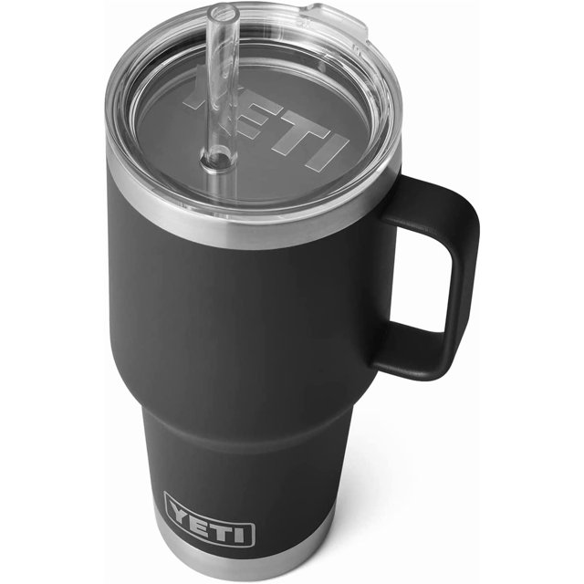YETI Rambler Tasse à Paille 35 oz, Isolée sous Vide, Acier Inoxydable, Noir