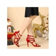 thumbnail image 3 of BLISSFUL STEP Chaussures pour Femmes à Brides à Lacets à Bout Ouvert Sandales Habillées à Talon Aiguille Haut Rouge 7,5, 3 of 8