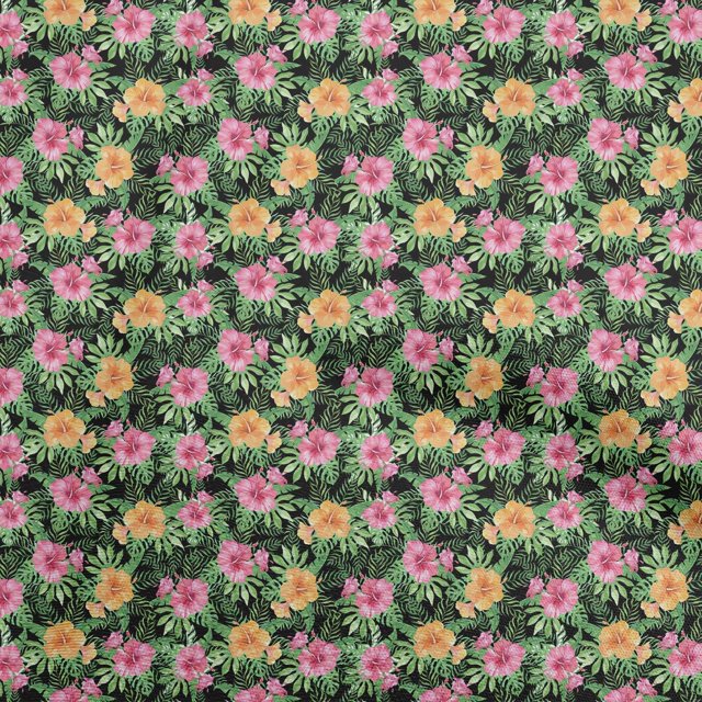 oneOone Silk Tabby Black Fabric Tropical Craft Projects Decor Fabric Printed By The Yard 42 Inch Wide