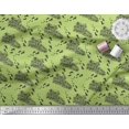 thumbnail image 3 of Soimoi Green Rayon Crepe Fabric Foot Print & Text Printed Fabric 1 Yard 46 Inch Wide, 3 of 5