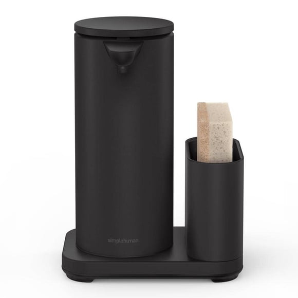 Simplehuman Pompe à Capteur Sans Contact Rechargeable de 14 oz pour Vaisselle, Acier Inoxydable Noir Mat