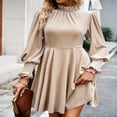 thumbnail image 4 of Women Velvet Mini Formal Dress Solid Color Long Sleeve Evening Gown, 4 of 9