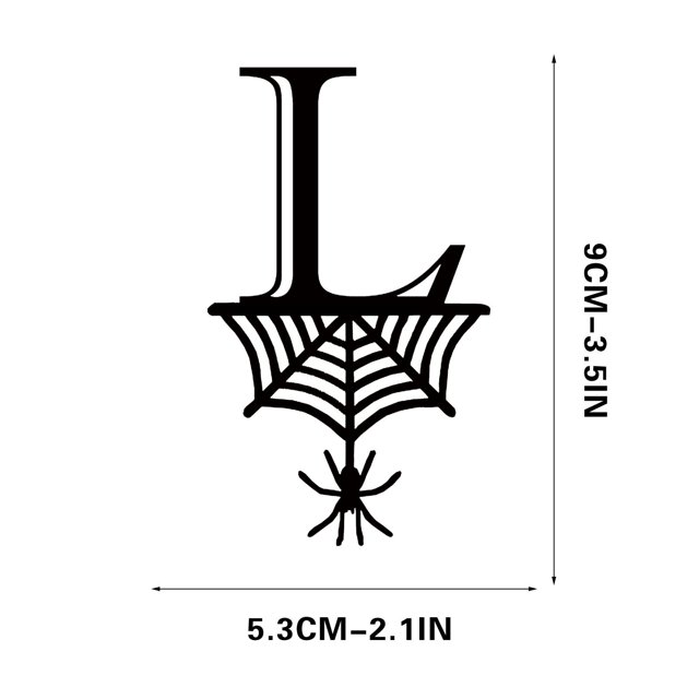 Spider Halloween Decoration Hang Tag Set with 26 Iron Letters 5.3 cm x 9 cm, Black Rope Included