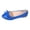 Blue, variant on Womens Bows Leather Ballet Flat Non Slip Soft Soled Low Wedge Walking Shoes Comfortable Slip On Loafers White Size 8.5