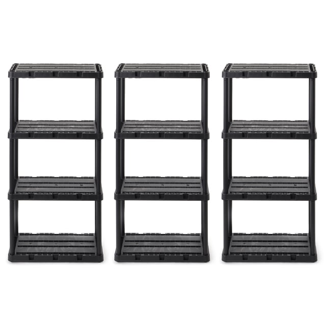 Gracious Living 4 Shelf Knect-A-Shelf Solid Light Duty Storage Unit, 3 Pack