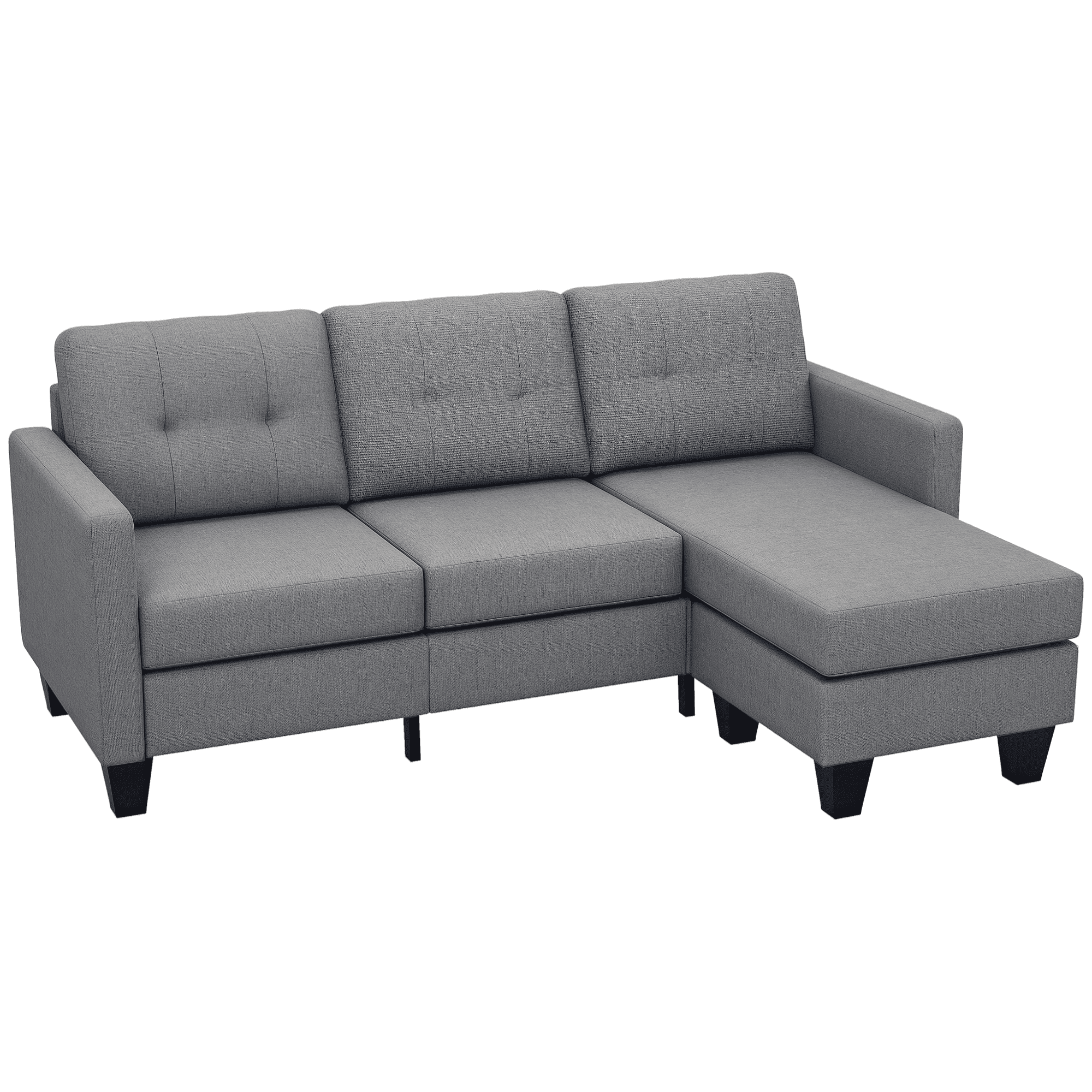 HOMCOM 3 Seater Corner Sofa, Couch with L-shaped Ottoman, Light Grey