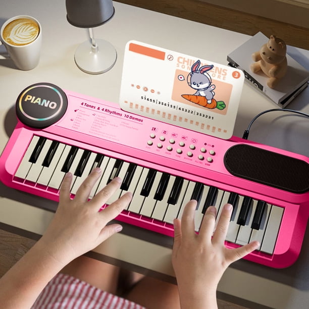 Piano électrique Enfant 37 Touches – Avec Microphone – Rose – Dès 3 Ans – éducatif
