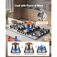 thumbnail image 4 of KFFKFF 36 inch Gas Cooktop 5 Burners Gas Stove Top, Max 38300BTU Built-in Stainless Steel Stove Top LPG/NG Convertible Dual Fuel Cooktop Stoves, 4 of 9