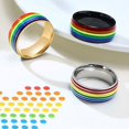 thumbnail image 3 of Stainless Steel Enamel Rainbow LGBT Ring Lesbian Gay Ring, 3 of 6