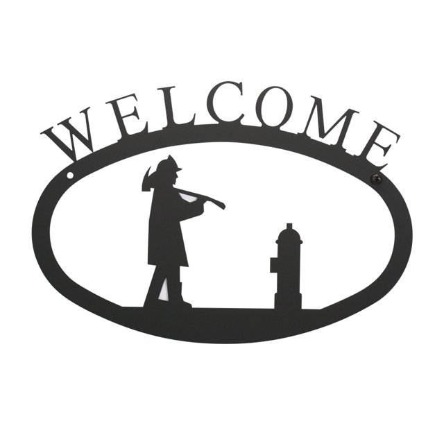 Village Wrought Iron WEL-15-L Fireman - Welcome Sign Large